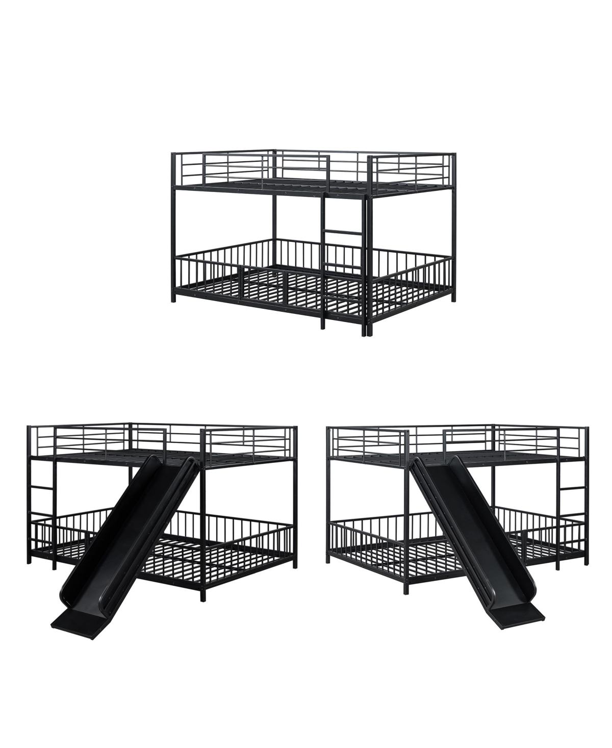 Streamdale Furniture Full Over Full-Size Metal Bunk Bed with Slide and Guardrails