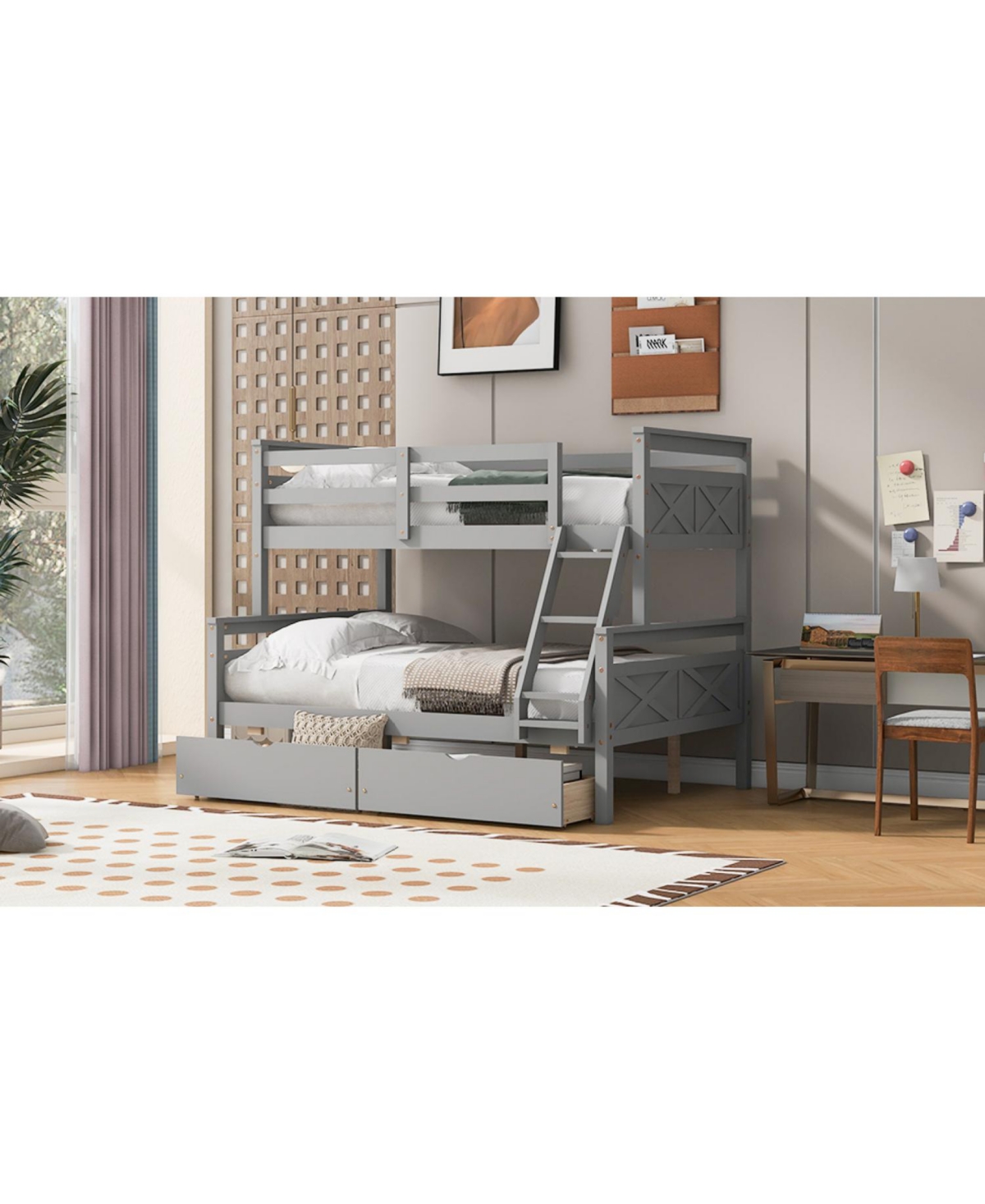 Streamdale Twin over Full Bunk Bed with Storage and Safety Features