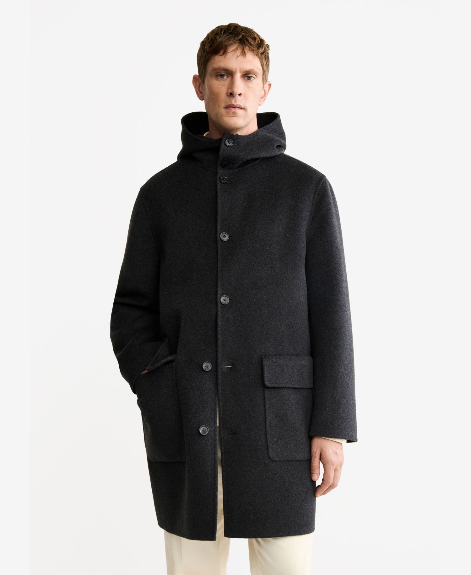 Men's Handmade Wool Hood Coat