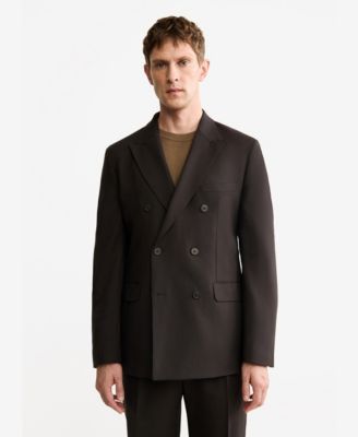 Men's Italian Wool Double-Breasted Suit Jacket