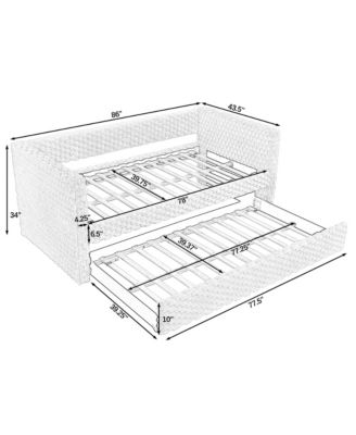 Twin Daybed Sofa Bed Pull-Out, Plaid Corduroy