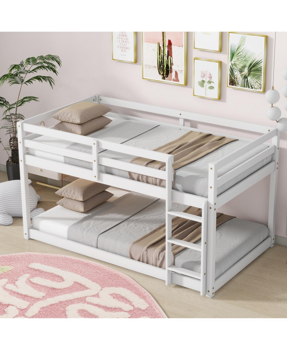 Streamdale Furniture Twin over Twin Loft Bed with Ladder and Reinforced Slats, White