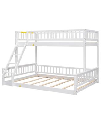 Twin XL over Queen Bunk Bed with Ladder and Guardrails