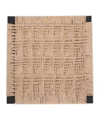 Kitchen Bar Stools with Footrest Set of 2 Paper Rope Weave Dining Chairs Counter Height Barstool