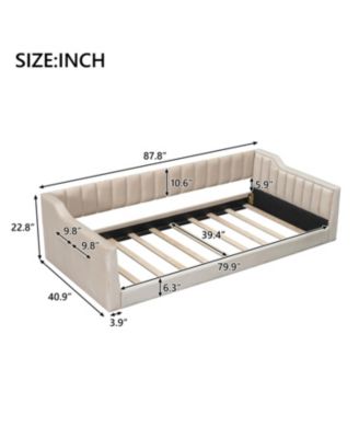  Twin XL Size Upholstery Daybed and Side Storage pocket,Beige