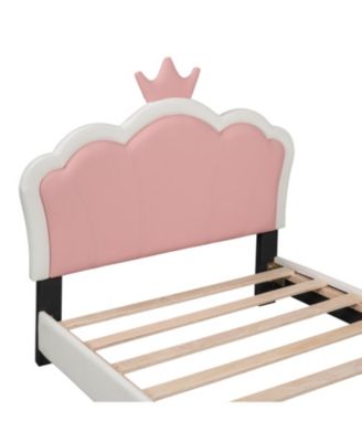 Streamdale Twin size Upholstered Princess Bed With Crown Headboard,Twin Size Platform Bed with Headboard