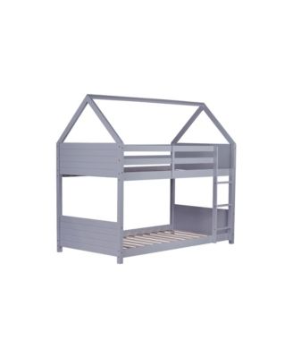 House Bunk Bed with Headboards, Footboards, Ladder, Guardrails
