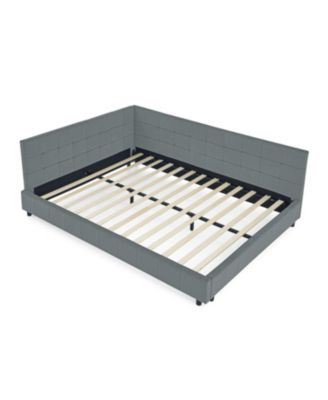  Queen Bed Frame with Tufted Sofa-Style Headboard (Grey, Queen Size)