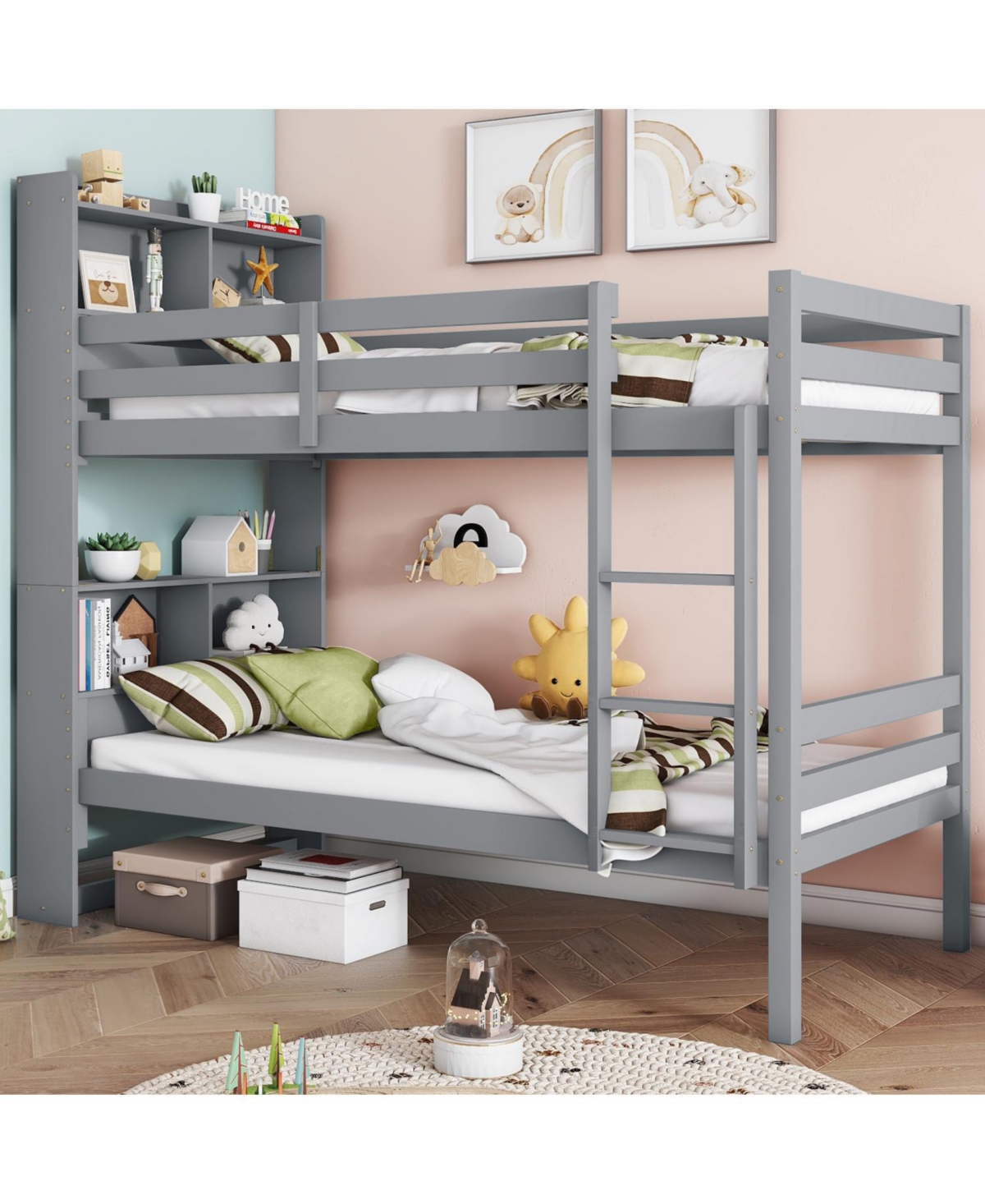 Streamdale Furniture Twin size Upholstered Platform Bed with Storage and Drawers