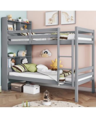 Streamdale Furniture Streamdale Twin Bunk Bed with Shelves, Rubber Wood ...