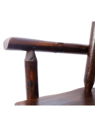 Rustic Fir Wood Bar Stool with Footrest and Wide Armrests