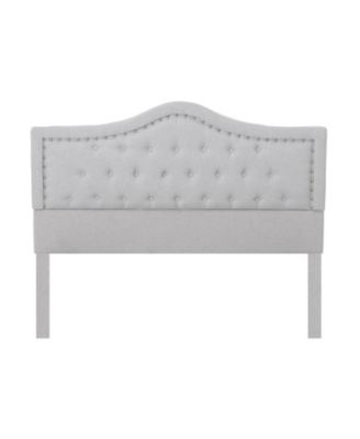  Queen Platform Bed Frame with Arched Nailhead Headboard, No Box Spring Needed