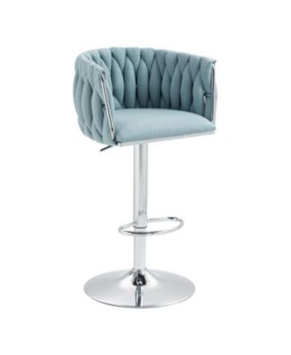 360 Woven Back Bar Stools, Set of 2, Adjustable Height, Silver Chrome