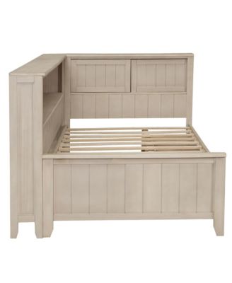 Twin Size Wood Daybed with Storage Shelves and 3 Drawers, Antique