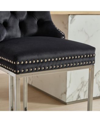  Modern Velvet Counter Height Barstools (Black, Set of 2