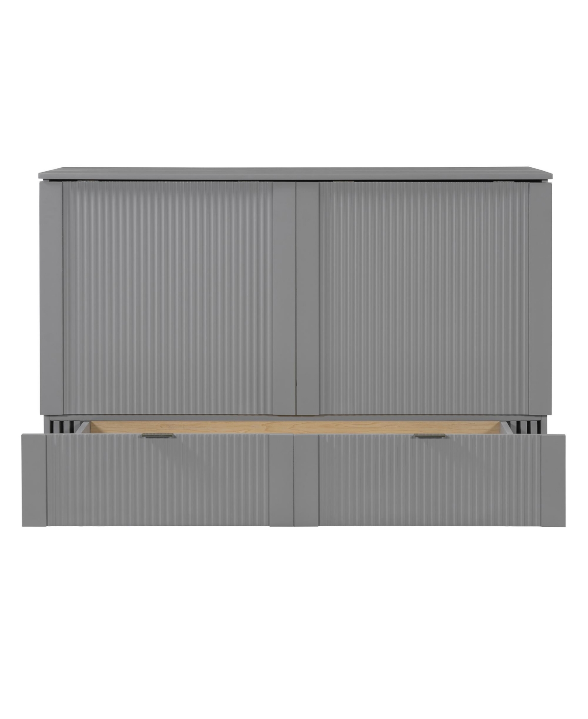Streamdale Furniture Queen Size Murphy Bed with drawer and a set of Sockets & Usb Ports, Pulley Structure Design, Gray