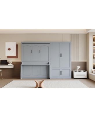Queen Size Murphy Bed Wall Bed with Closet.