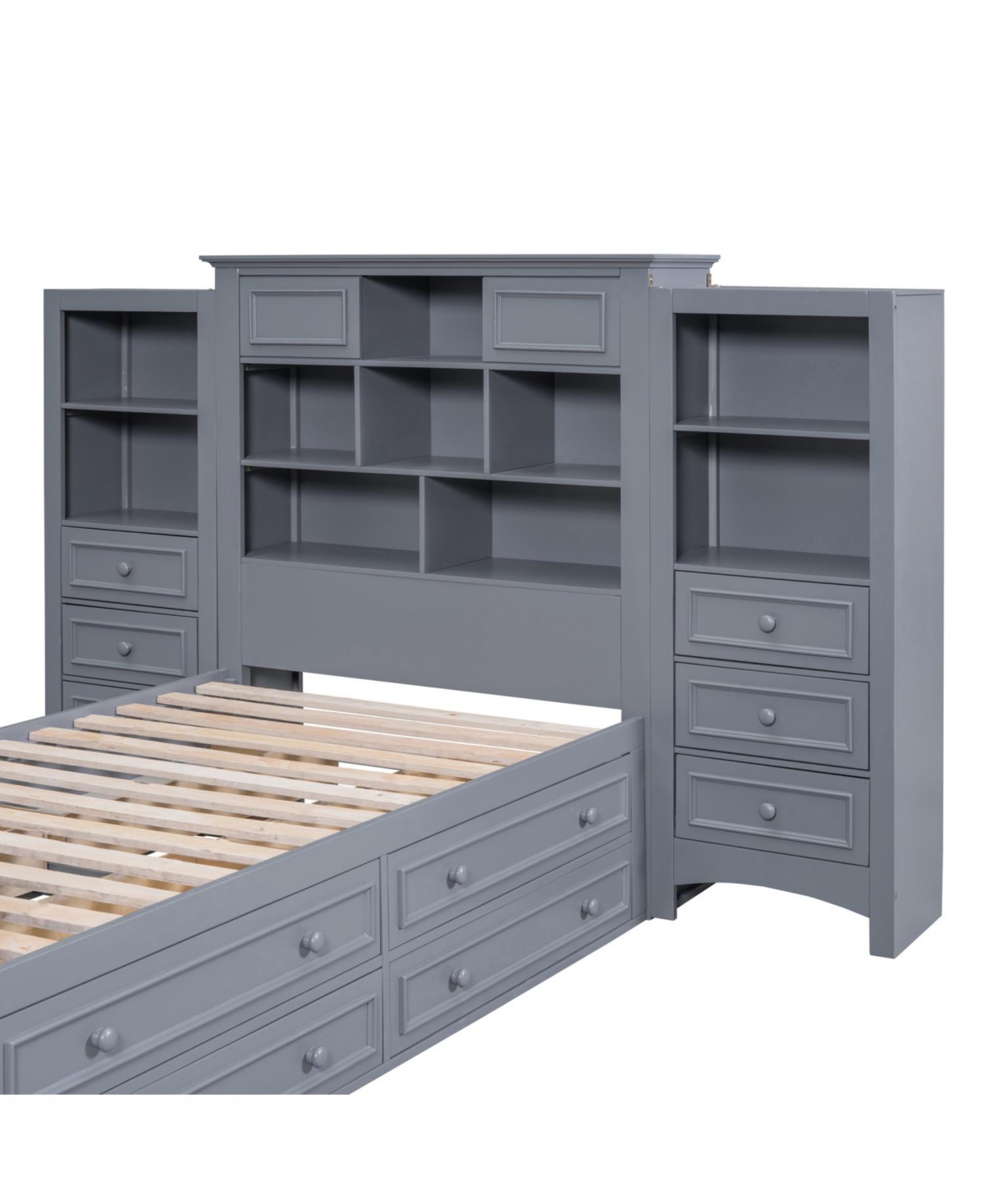 Streamdale Furniture Wood Platform Bed with Built-In Storage