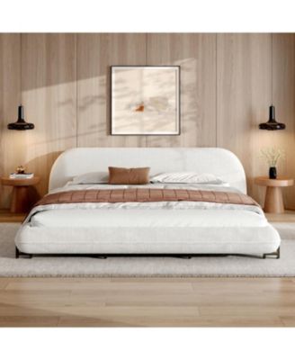 King Boucle Upholstered Platform Bed Frame