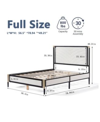 Full size Bed with Boucle fabric Headboard Frame