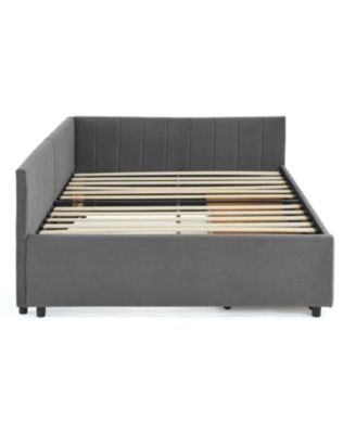 Tufted Upholstered Bed Frame with Drawers Velvet