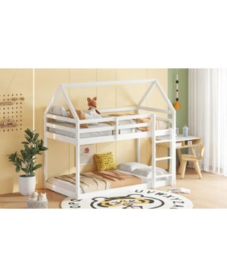 Twin Over Twin   Wood House Bunk Bed