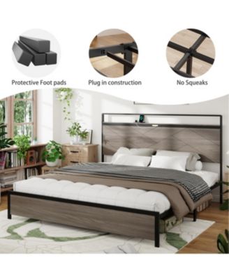 + King + Wooden + LED, USB, Storage + Bed Frame