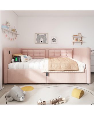  Velvet Twin Daybed with USB Charging & Storage