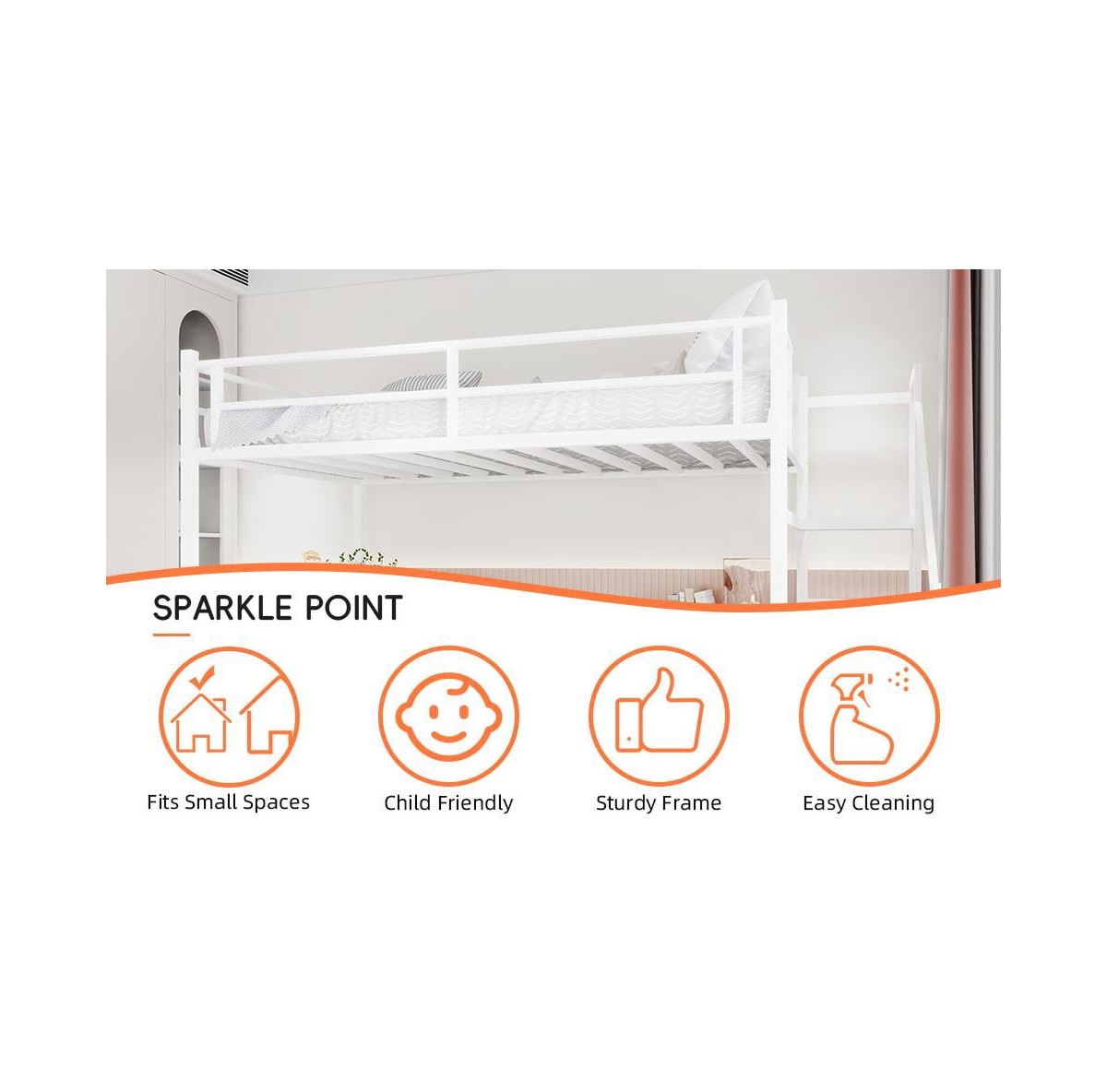 Streamdale Furniture Loft Bed with L-Desk, Storage, Stairs & Railing