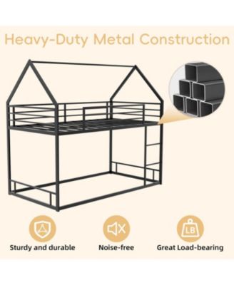  Metal Twin Bunk Bed - Heavy Duty, Noise Reduced, Black