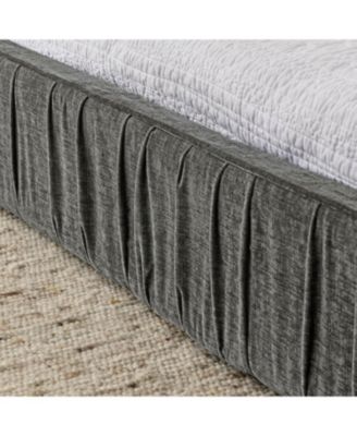 Upholstered Platform Bed with Headboard, Chenille Fabric, Grey
