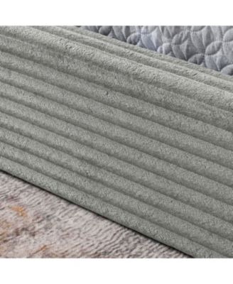 Upholstered Platform Bed Frame - Curved Headboard, No Box Spring-Grey