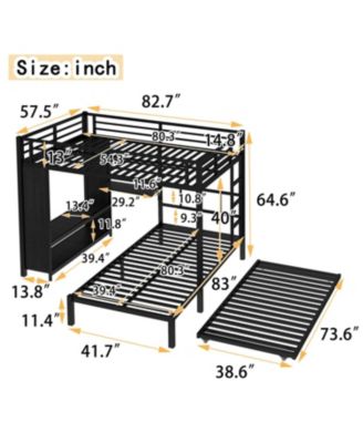 Full/Twin Bunk Bed- Wardrobe, Trundle, Desk, Ladders