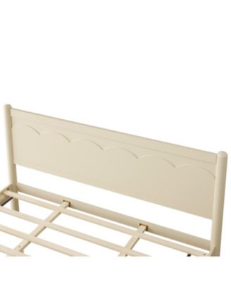  King Size Wood Platform Bed Frame with Headboard and Wooden Slat Support