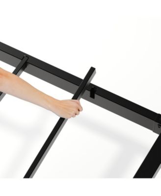  Oak King LED Floating Bed Frame - Wave Texture, Metal Slats