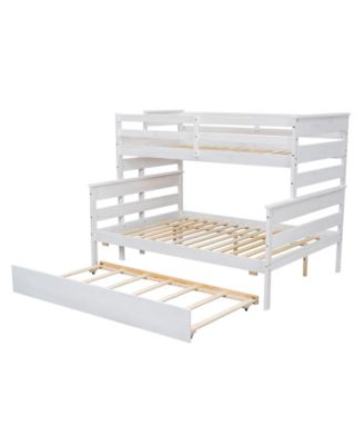 Wood Twin over Full Bunk Bed with Twin Size Trundle