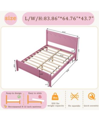 Wood Platform Bed Frame with Headboard and Wooden Slat Support
