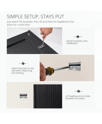 Black Oak Queen Headboard - Fluted Panel, Modern Farmhouse