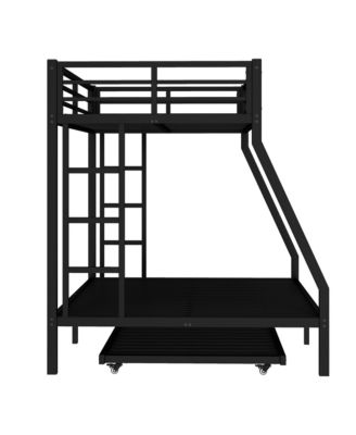 Twin over Full Metal Bunk Bed with Twin Size Trundle