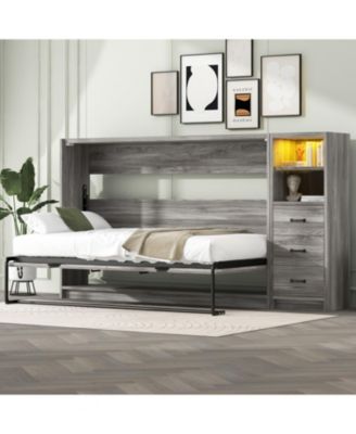 + Twin + Wood (or MDF, if that s the material) + Murphy Bed with Drawers & LED, Folds to Cabinet + Bed