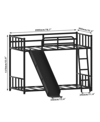 Streamdale Bunk Bed with Ladder and Slide, metal Bed Frame with Safety Guard Rails