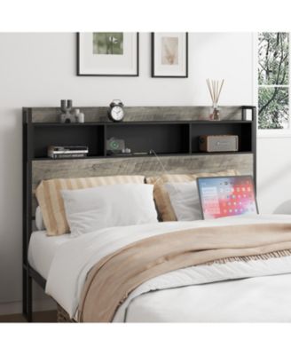 Single Bed Frame with Storage Headboard & Charging Station