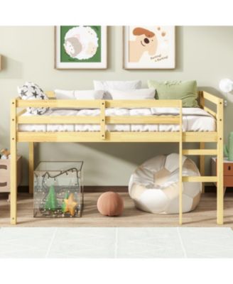Solid Wood Twin Loft Bed with Ladder