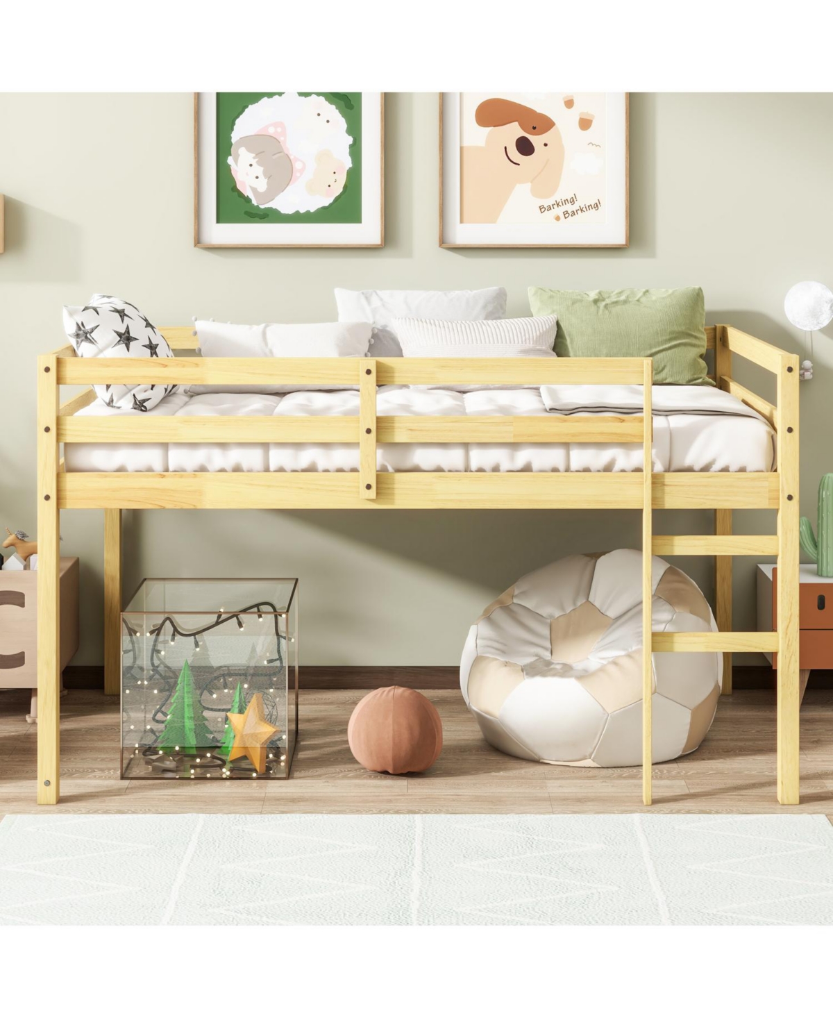 Streamdale Furniture Solid Wood Twin Loft Bed with Ladder
