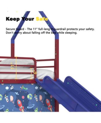 Jack Metal Twin Loft Bed w/ Slide & Curtain