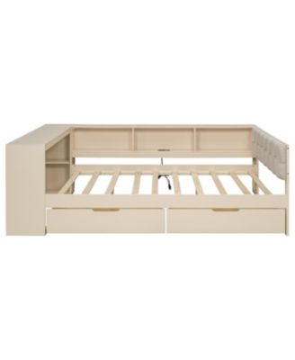  Full Platform Bed with Storage, Charging Station