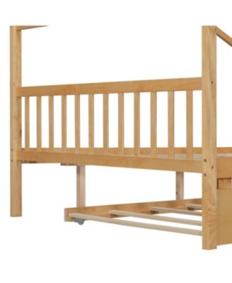  Wooden House Bed with Twin Trundle