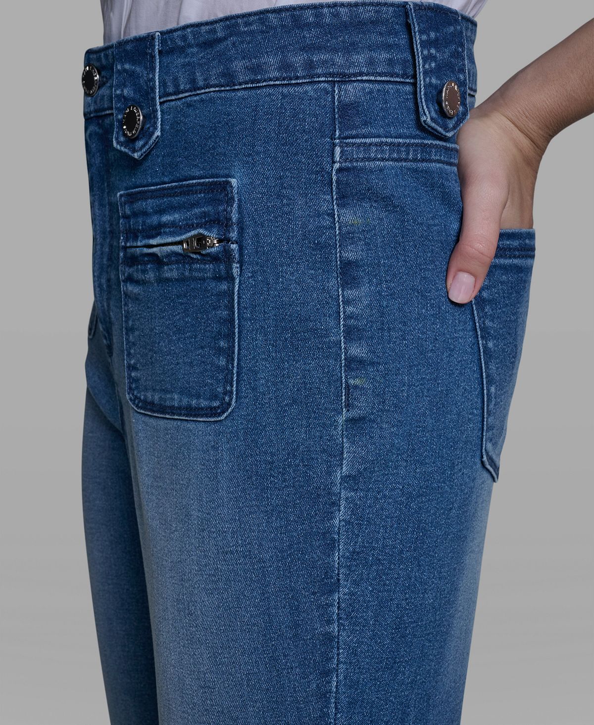 KARL LAGERFELD PARIS Women's Mid-Rise Straight Leg Jeans view 6 — MAYCSS fashion products