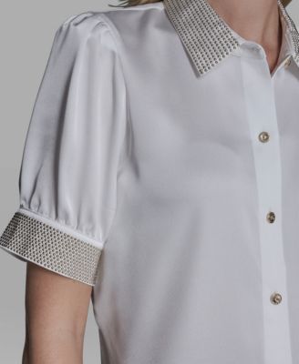 Women's Beaded Short-Sleeve Top