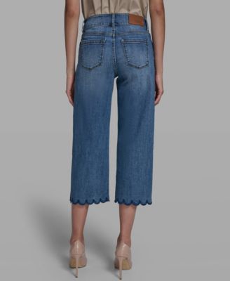 Women's Scallop Cropped Denim Pants